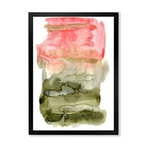 Designart 'Red Pink and Green Abstract Clouds' Modern Framed Art Print