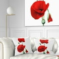 thumbnail image 1 of Designart Red Poppies on White Background - Floral Throw Pillow - 18x18, 1 of 5