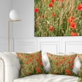 thumbnail image 1 of Designart Red Poppy Field with Full of Flowers - Flower Throw Pillow - 16x16, 1 of 5