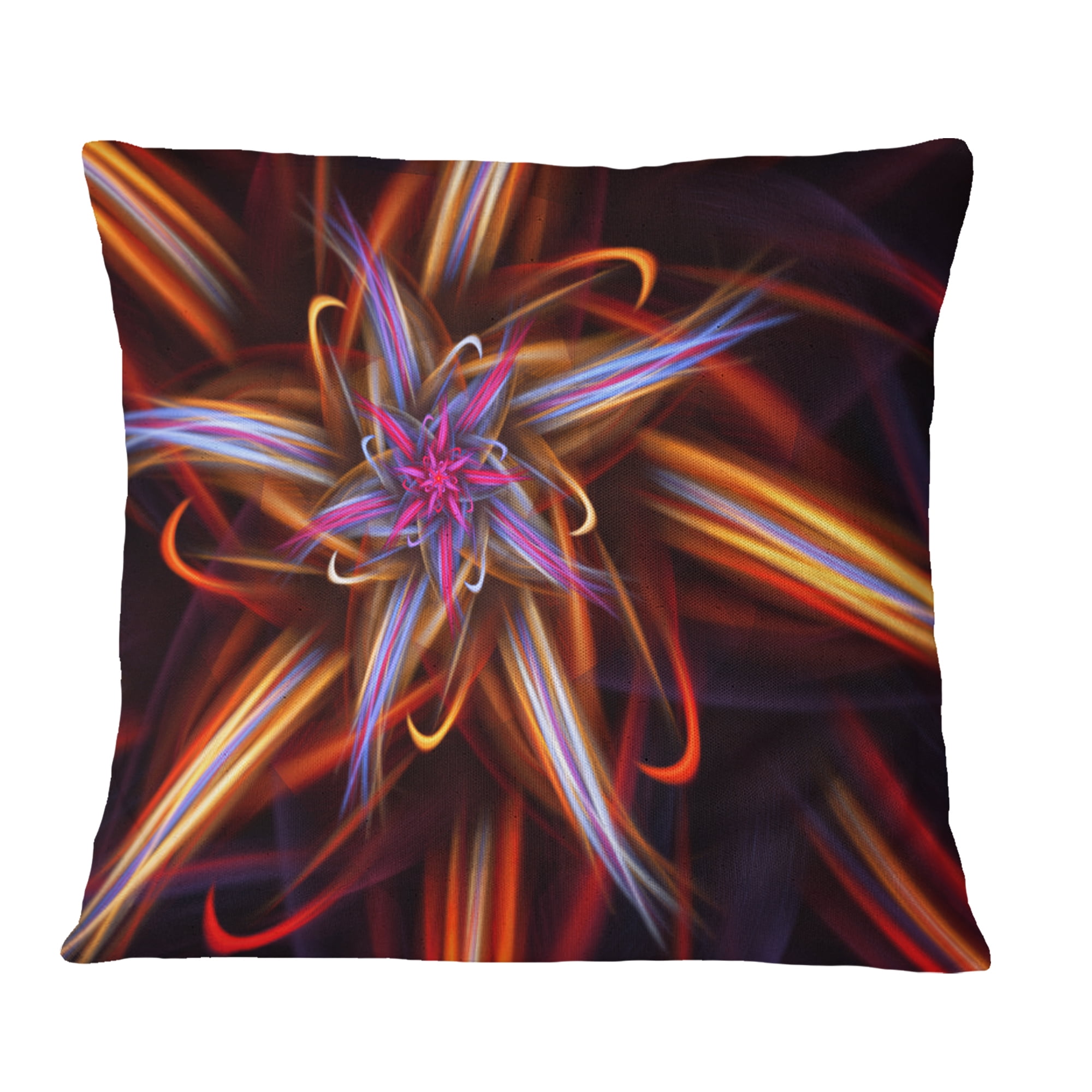 Designart Red Purple Colorful Fractal Design - Floral Throw Pillow - 18x18