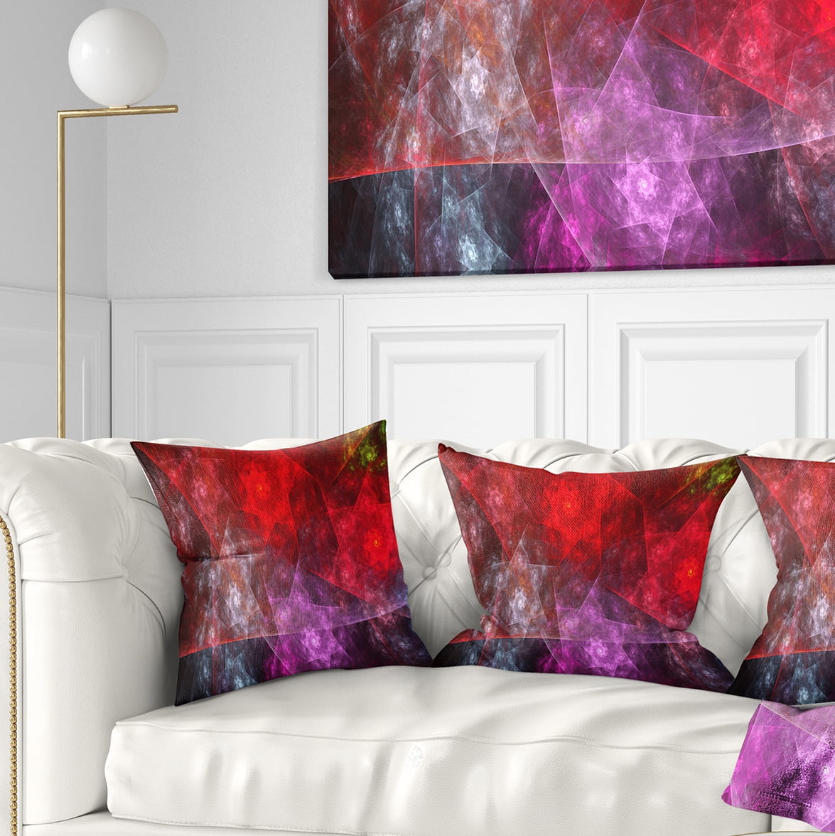 Designart Red Purple Symphony of Gems - Abstract Throw Pillow - 18x18