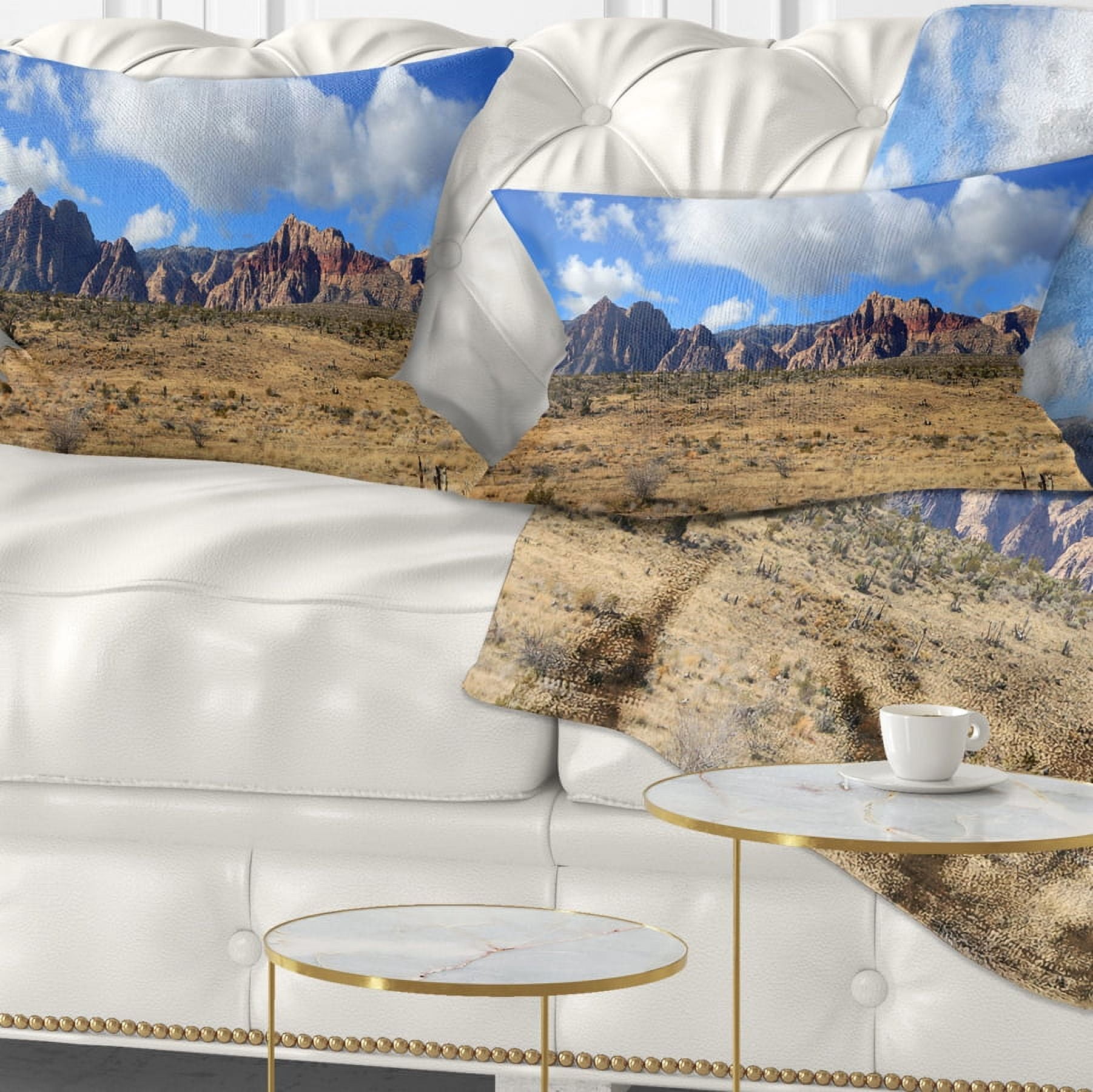 Designart Red Rock Canyon Landscape - Landscape Printed Throw Pillow - 12x20