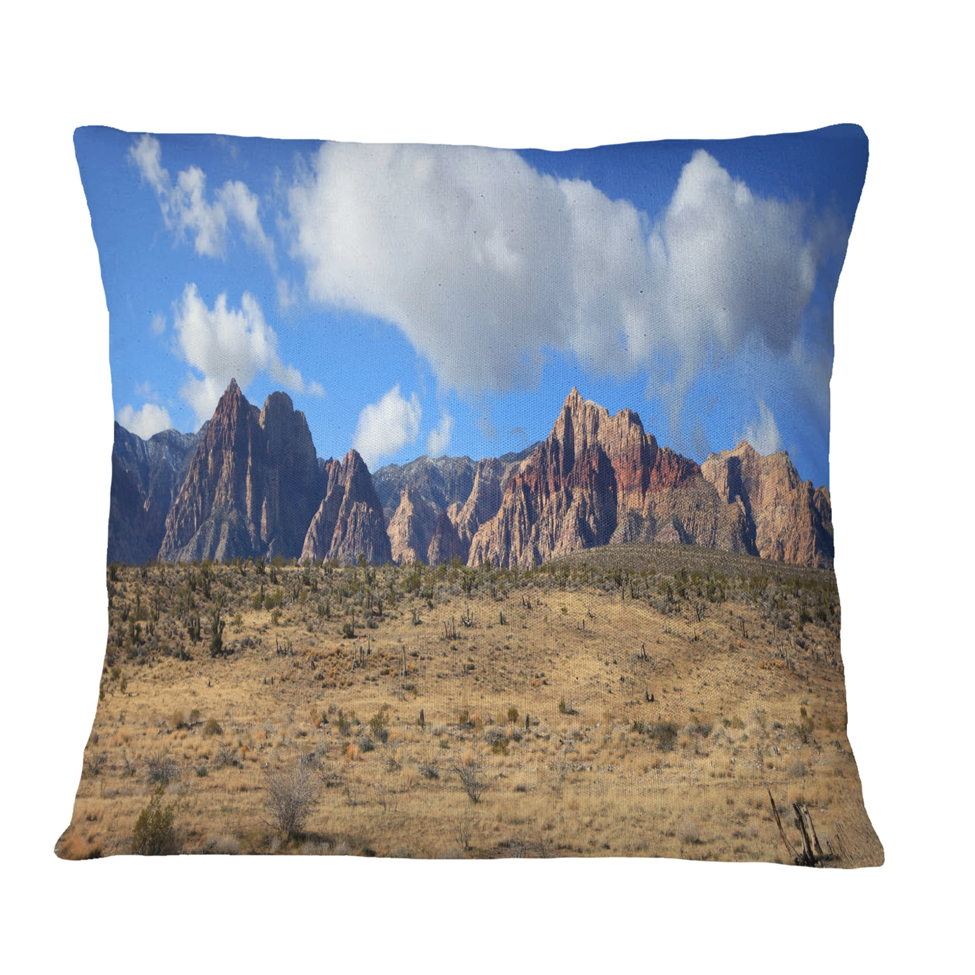 Designart Red Rock Canyon Landscape - Landscape Printed Throw Pillow - 18x18