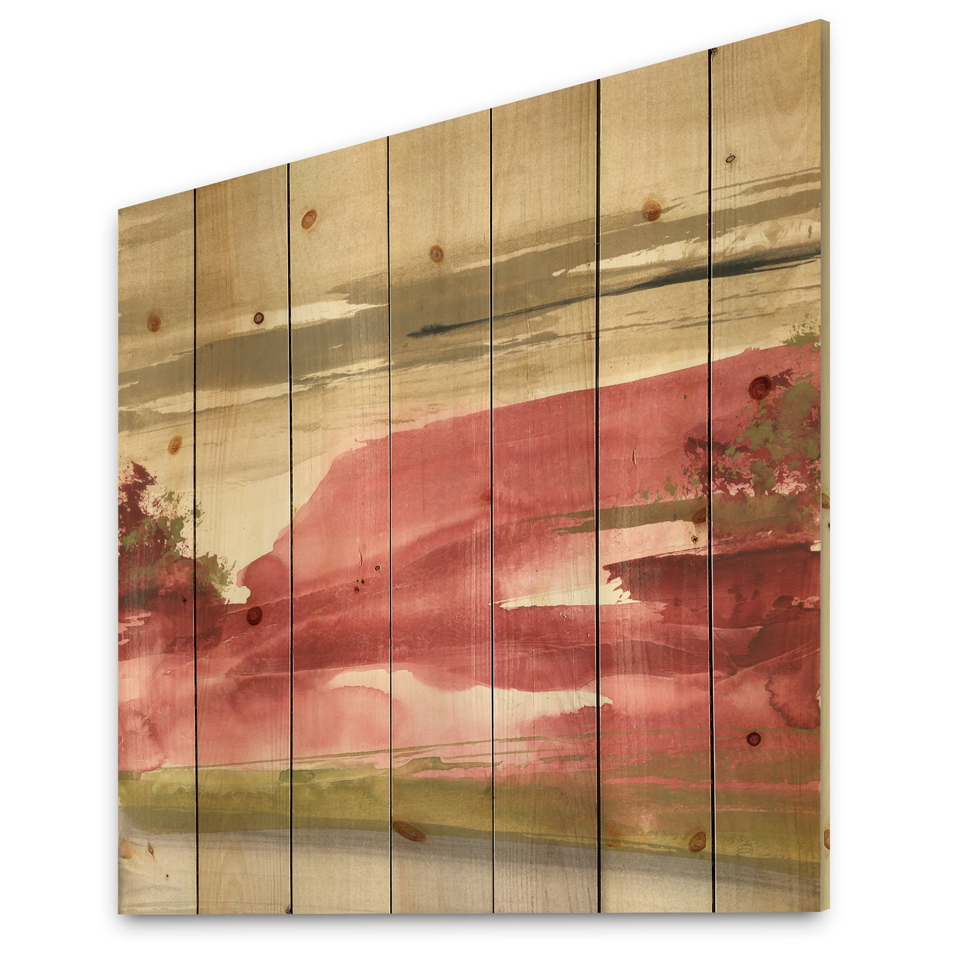Designart 'Red Rock I' Traditional Print on Natural Pine Wood