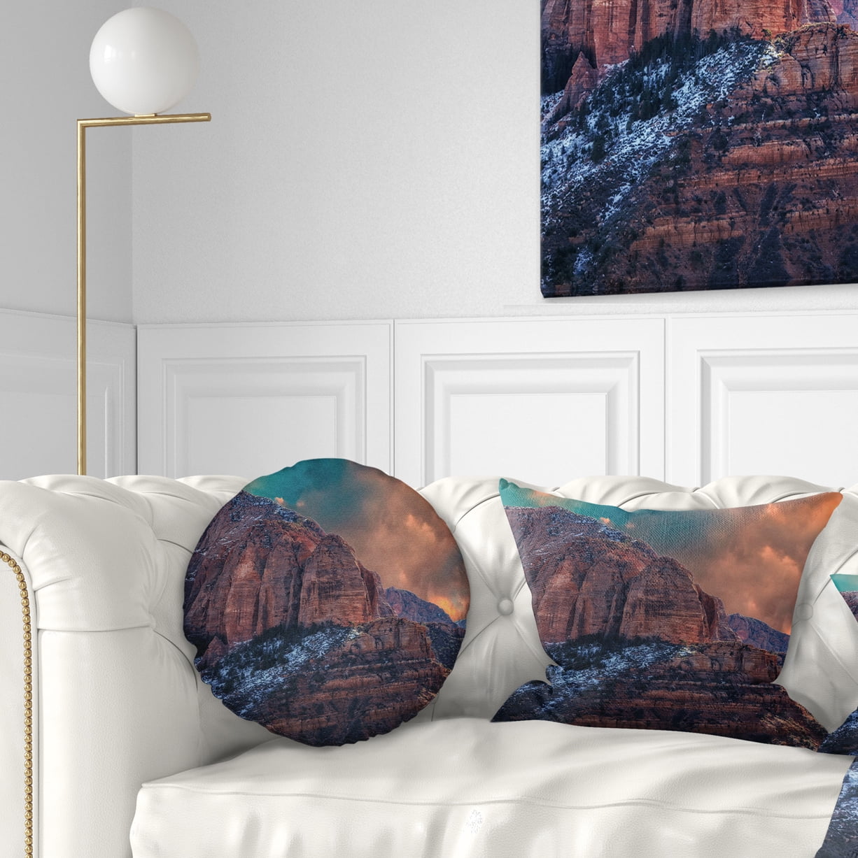 Designart Red Rock Under Sunrise Sky - Landscape Photography Throw Pillow - 12x20