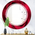 thumbnail image 1 of Designart 'Red Rose Petals with Rain Droplets' Modern Round Wall Mirror - Triple C, 1 of 3