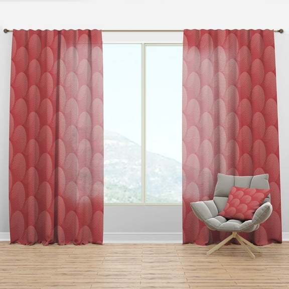 Designart 'Red Round Geometrical ' Mid-Century Modern Curtain Panel