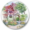 thumbnail image 1 of Designart 'Red Rustic House In The Country Side Landscape' Traditional Circle Metal Wall Art 23x23 - Disc of 23, 1 of 5