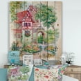 thumbnail image 1 of Designart 'Red Rustic House In The Country Side Landscape' Traditional Print on Natural Pine Wood, 1 of 5