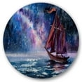 thumbnail image 1 of Designart 'Red Sails & Bright Night Sky With Wooden Sailboat' Nautical & Coastal Circle Metal Wall Art 36x36 - Disc of 36, 1 of 5