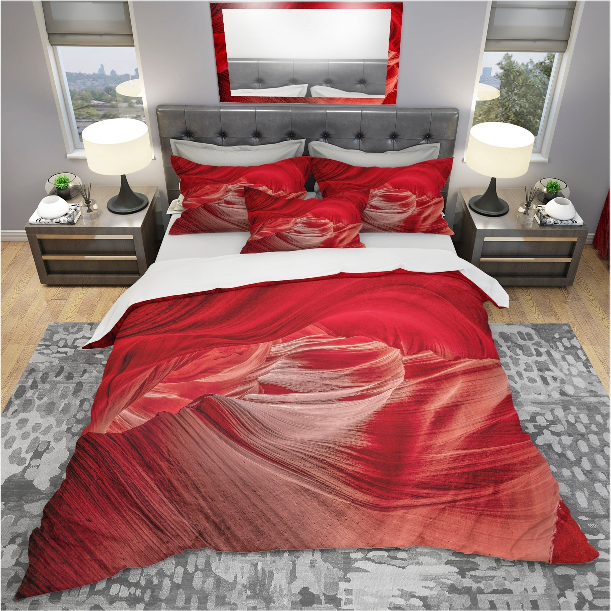 Designart 'Red Shade in Antelope Canyon' Landscape Duvet Cover Set