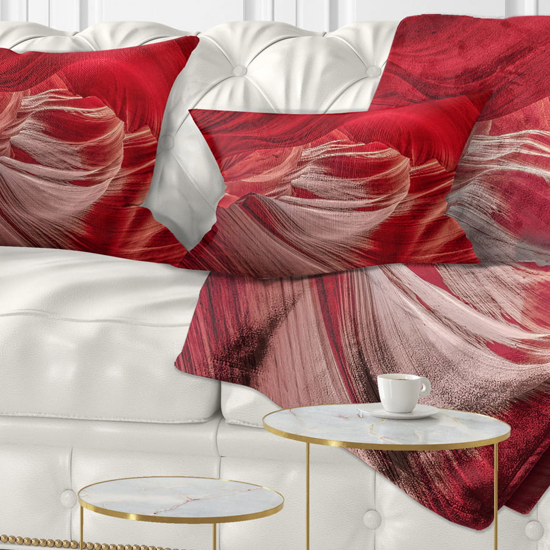Designart Red Shade in Antelope Canyon - Landscape Photography Throw Pillow - 12x20