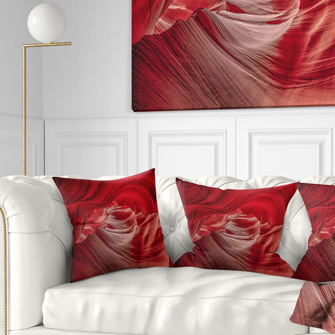 Designart Red Shade in Antelope Canyon - Landscape Photography Throw Pillow - 18x18