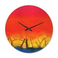 thumbnail image 1 of Designart 'Red Sky Spring Season and Tree' Modern Wood Wall Clock, 1 of 5