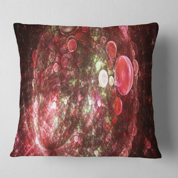 Designart Red Spherical Planet Bubbles - Abstract Throw Pillow - 16x16
