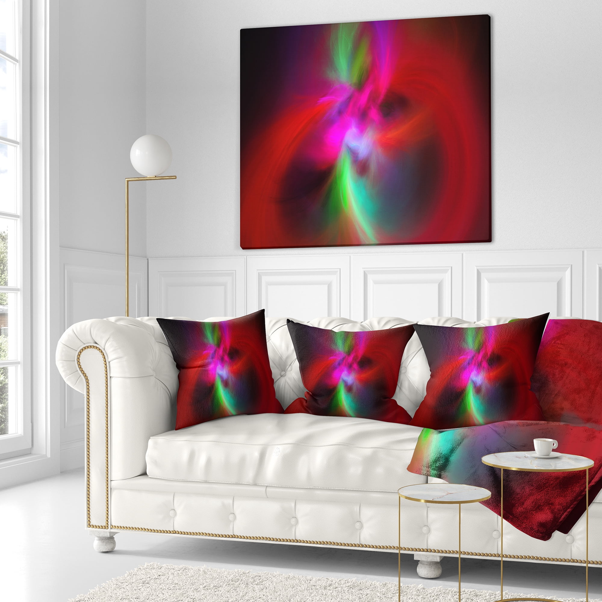 Designart Red Spiral Kaleidoscope - Abstract Throw Pillow - 16x16