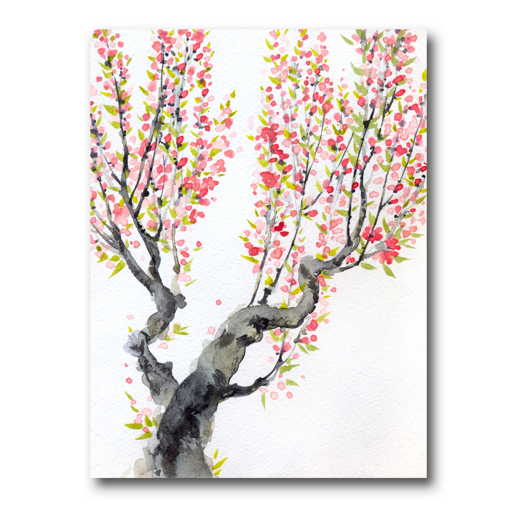 Designart ' Red Spring Flowers On Tree Branches ' Traditional Canvas Wall Art Print