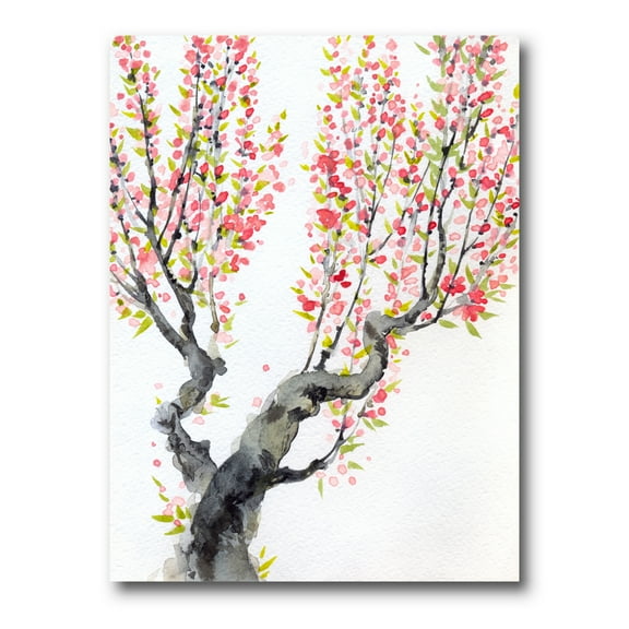 Designart ' Red Spring Flowers On Tree Branches ' Traditional Canvas Wall Art Print