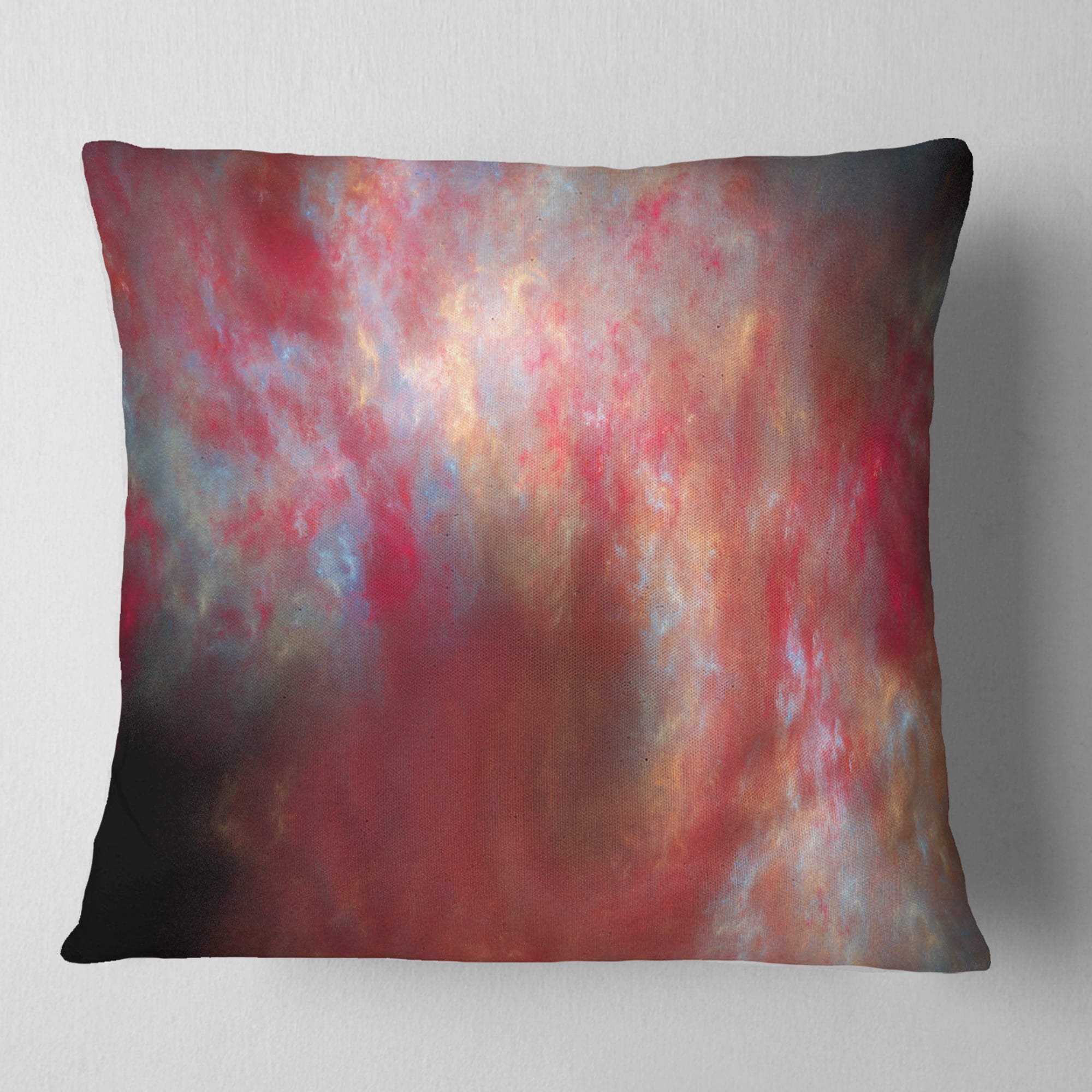 Designart Red Starry Fractal Sky - Abstract Throw Pillow - 18x18