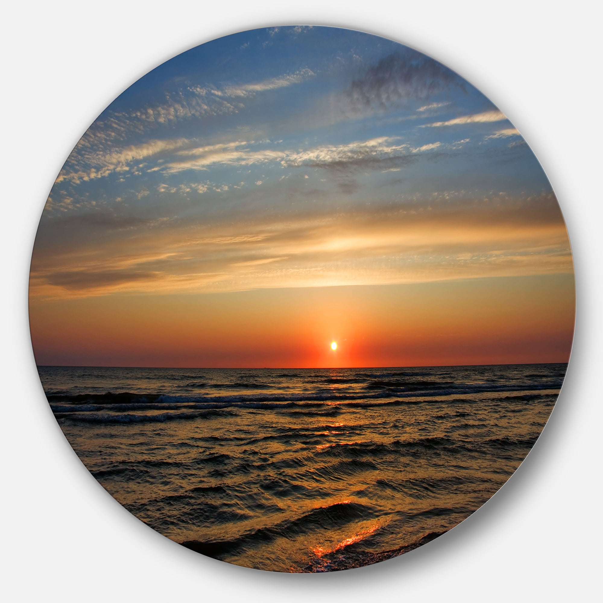 Society6 Sunset by Mareike B〓hmer Graphics Designart 'Red Sunset with Dark Ocean Waves' Seascape Metal