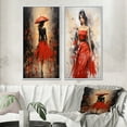 thumbnail image 1 of Designart "Red Timeless Glamour Painting II" Fashion Framed Wall Art Set Of 2 - Red Fashion Framed Canvas Set For Living Room Decor, 1 of 7