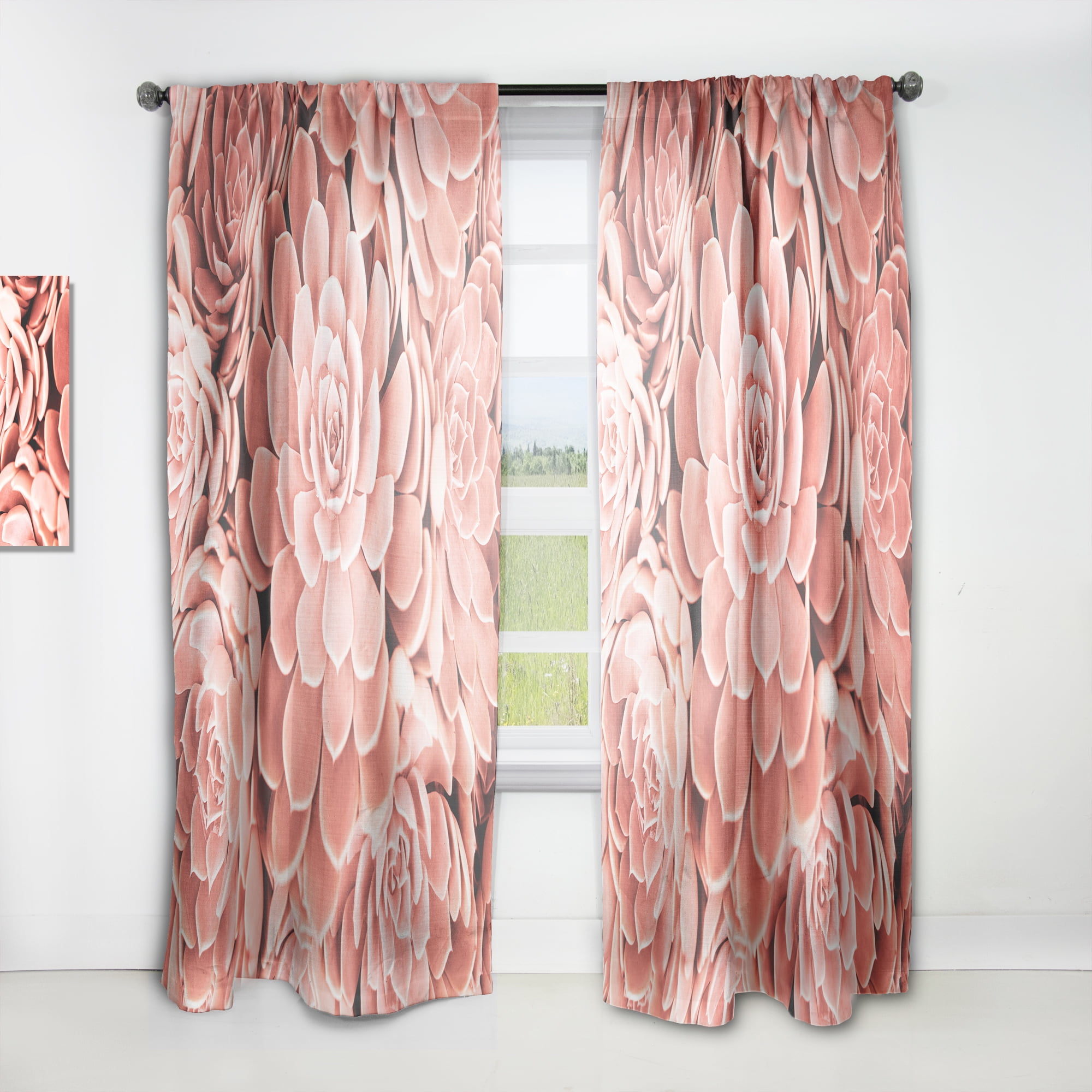 Designart 'Red Toned Succulent' Mid-Century Modern Curtain Panel