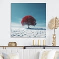 thumbnail image 1 of Designart "Red Tree In Snow I" Tree Floral Wall Art For Bathroom, 1 of 5