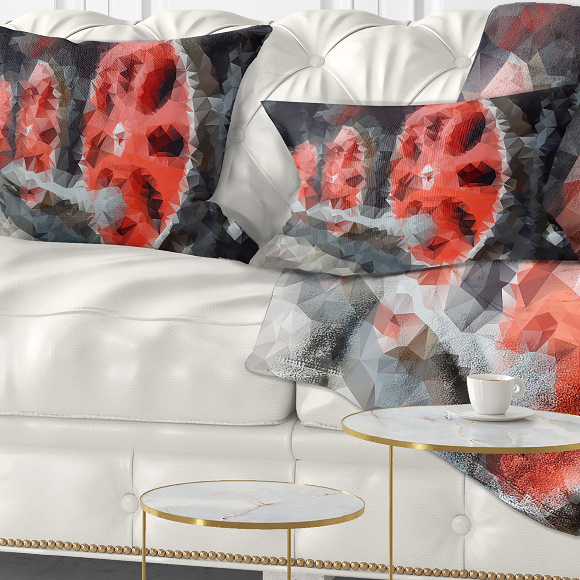 Designart Red Wheels of Old Steam Train - Abstract Throw Pillow - 12x20