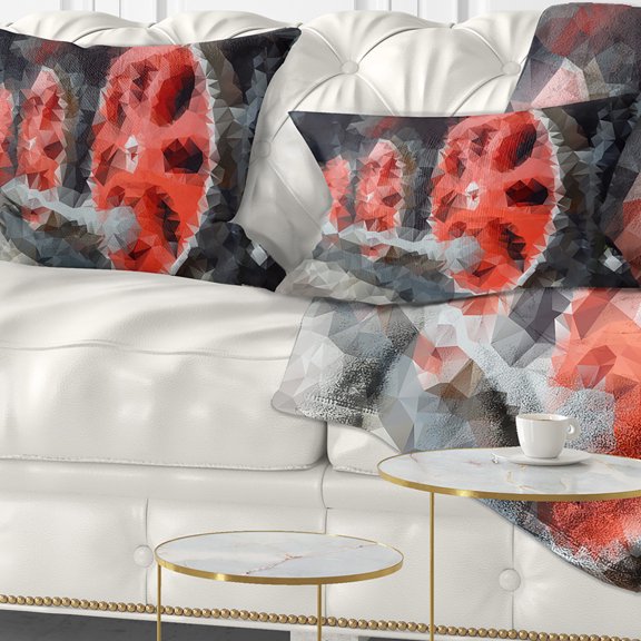 Designart Red Wheels of Old Steam Train - Abstract Throw Pillow - 12x20