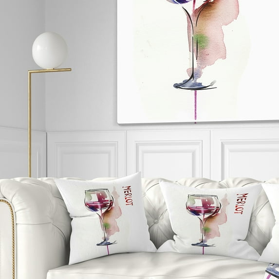 Designart Red Wine - Contemporary Throw Pillow - 16x16