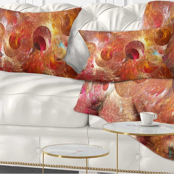 Designart Red Yellow Circles Texture - Abstract Throw Pillow - 12x20