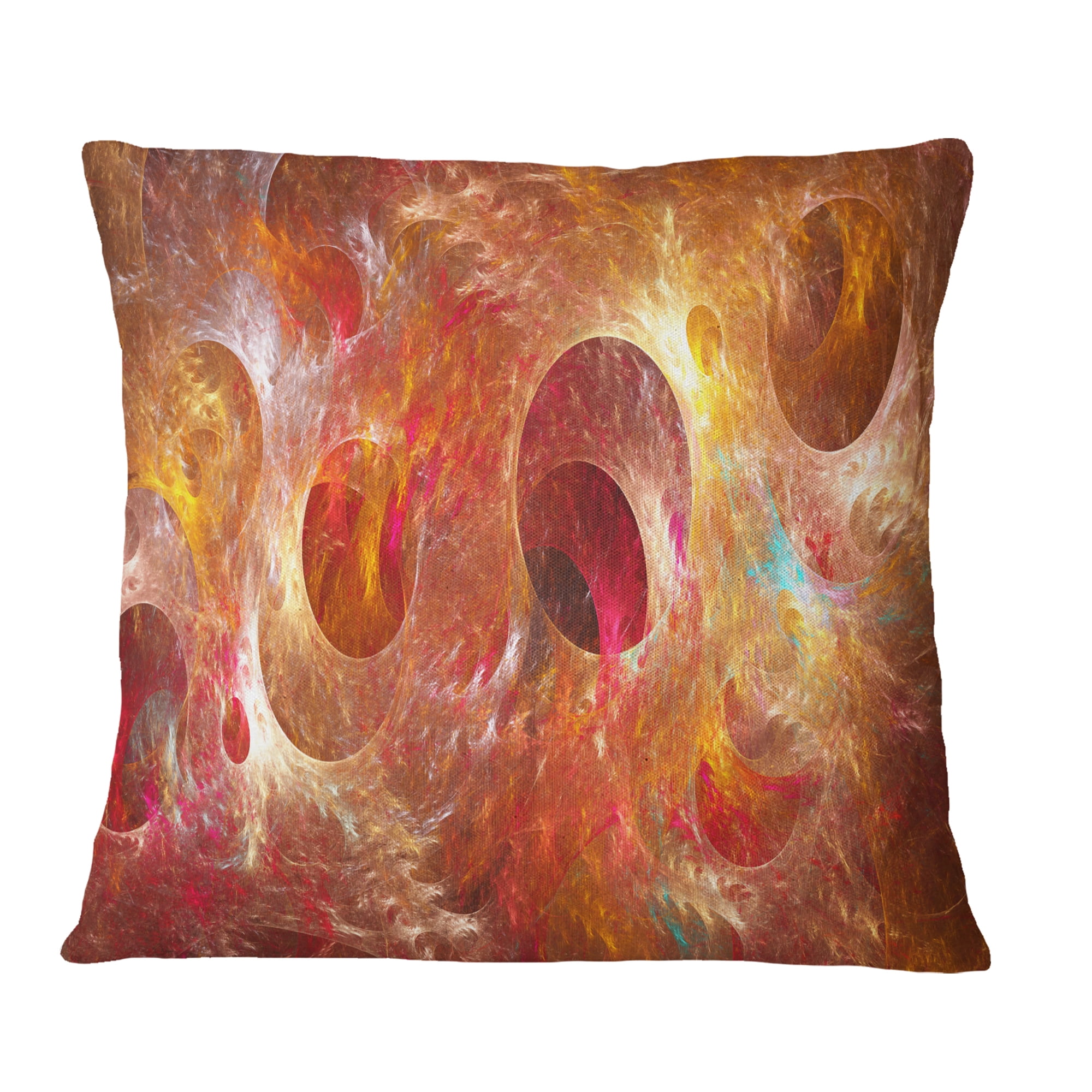 Designart Red Yellow Circles Texture - Abstract Throw Pillow - 18x18