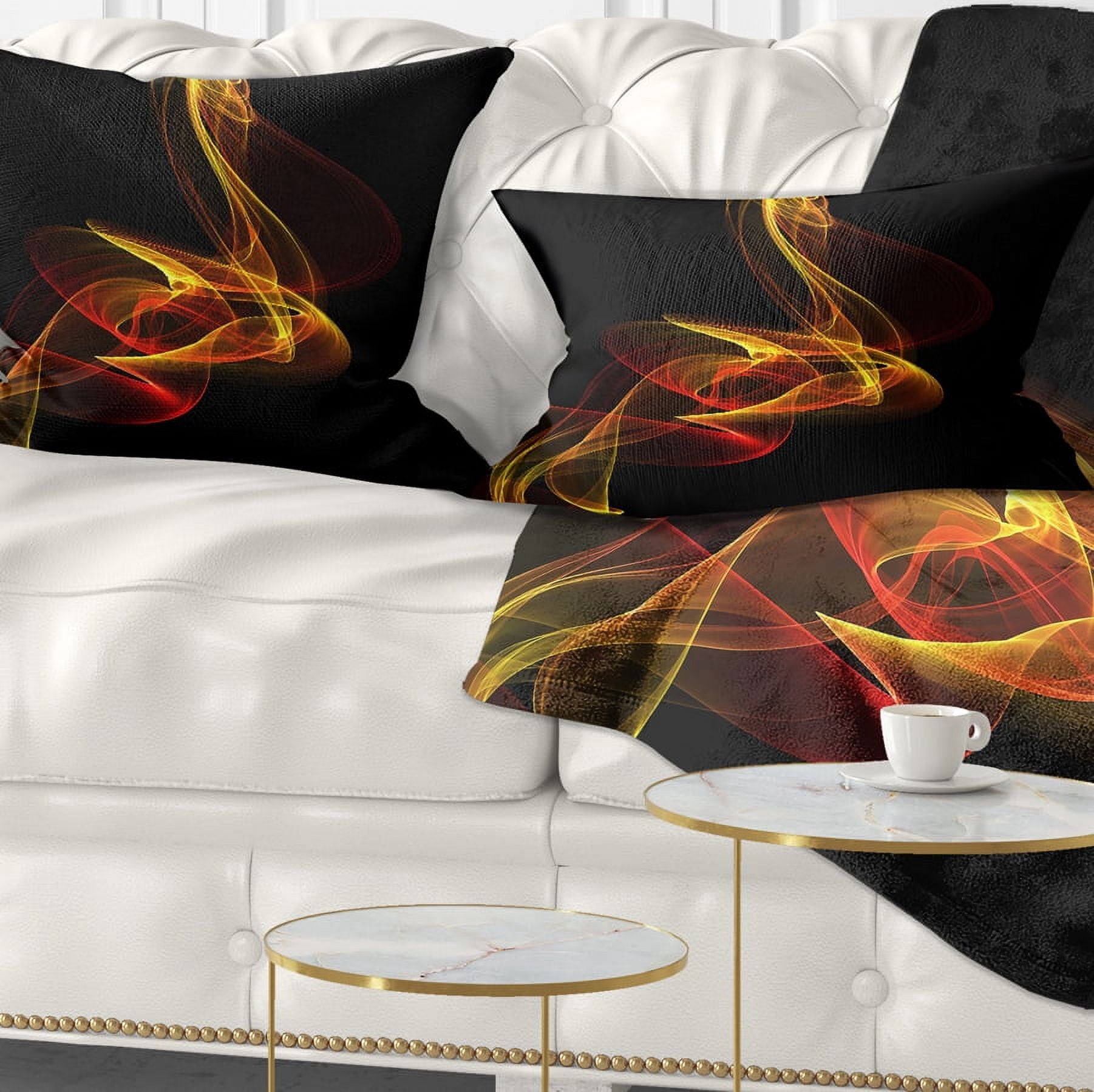 Designart Red Yellow Twisted Waves Fractal - Abstract Throw Pillow - 12x20