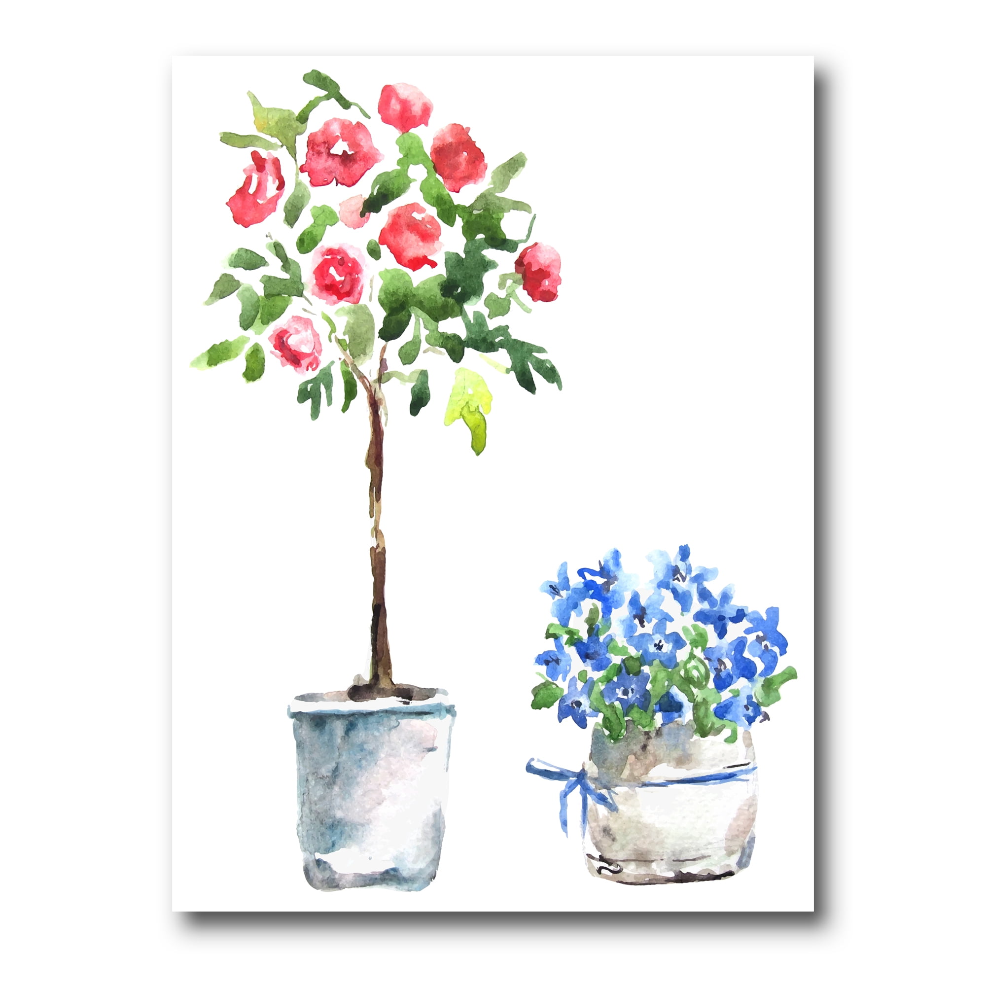 Designart ' Red and Blue Houseplants ' Traditional Canvas Wall Art Print
