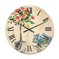 thumbnail image 1 of Designart 'Red and Blue Houseplants' Traditional Wood Wall Clock, 1 of 5