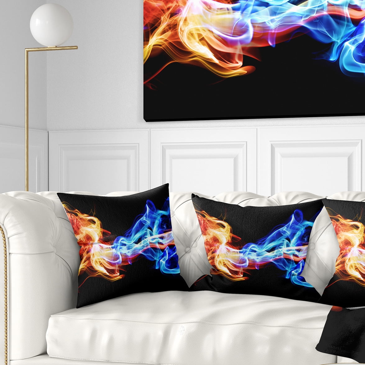 Designart Red and Blue Smoke Abstract - Abstract Throw Pillow - 16x16