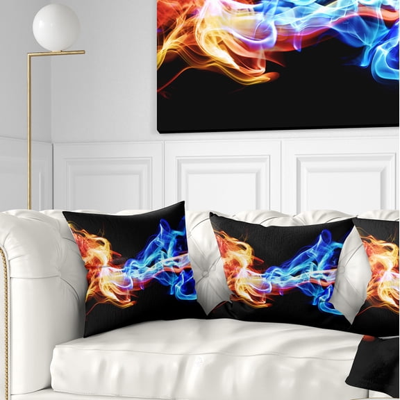 Designart Red and Blue Smoke Abstract - Abstract Throw Pillow - 16x16