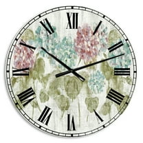 Designart 'Red and Blue Vibrant Hydrangea Flowers' Farmhouse Wall Clock
