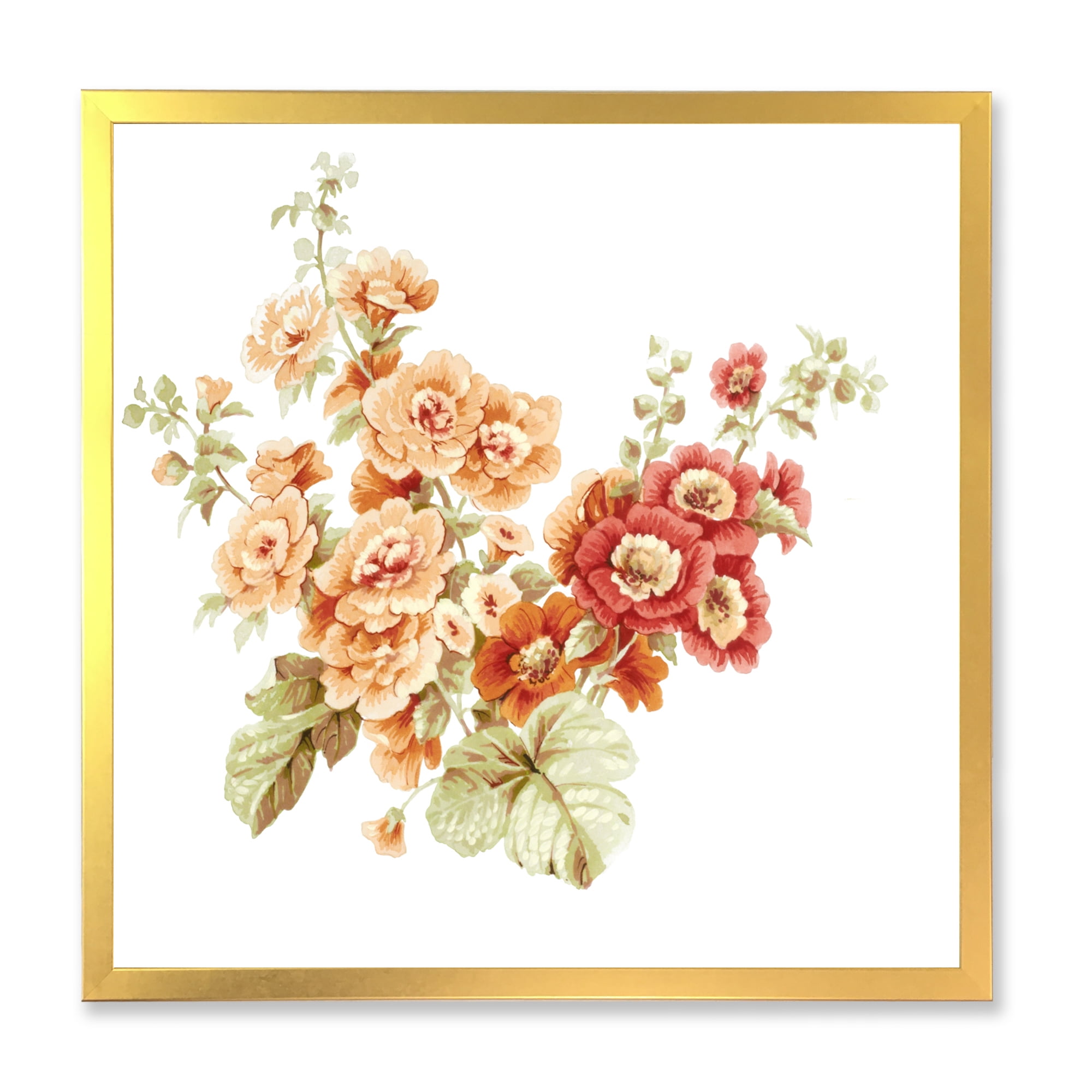 Designart 'Red and Orange Wildflowers' Traditional Framed Art Print