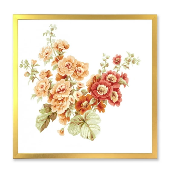 Designart 'Red and Orange Wildflowers' Traditional Framed Art Print