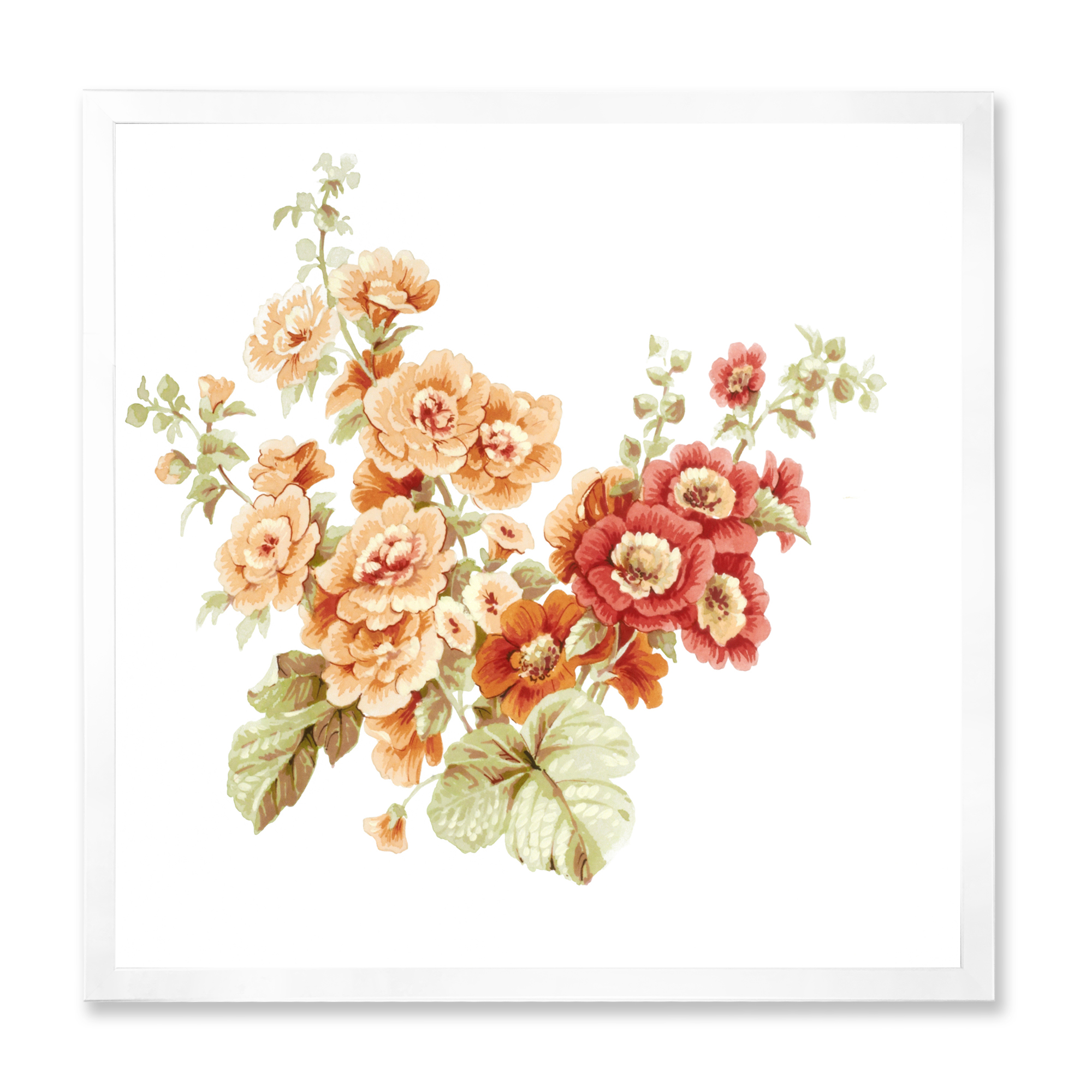 Designart 'Red and Orange Wildflowers' Traditional Framed Art Print