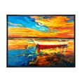 thumbnail image 1 of Designart 'Red and White Boats By The Pier At A VIbrant Sunset' Nautical & Coastal Framed Canvas Wall Art Print, 1 of 5