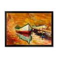 thumbnail image 1 of Designart 'Red and White Boats By The Pier' Nautical & Coastal Framed Art Print, 1 of 4
