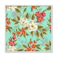 thumbnail image 1 of Designart 'Red and White Floral Seamless Pattern' Traditional Framed Canvas Wall Art Print, 1 of 5