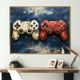 thumbnail image 1 of Designart "Red and White PS Video Game Controllers" Fashion Framed Wall Art - Modern White Video Games Entryway Framed Wall Art Print, 1 of 6