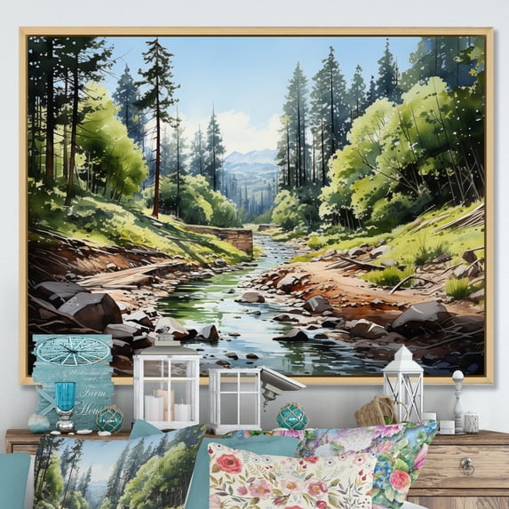 Designart "Redwood National Park Exploring the Forest II" Landscapes Floater Framed Wall Art Print