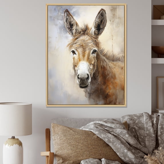 Designart "Refined Donkey Portraiture II" Animal Donkey Floater Framed Canvas Prints