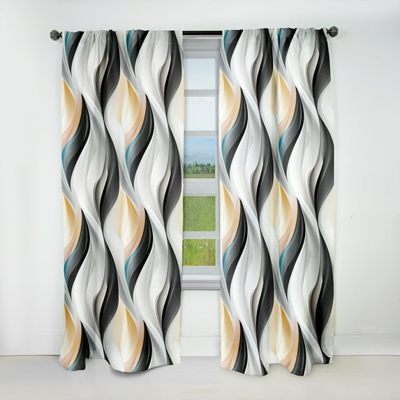 Designart "Reflecting In Monochrome III" Geometric Blackout Curtain Single Panel
