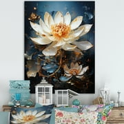 Designart "Reflecting Opulent Lotus II" Lotus Canvas Art Print