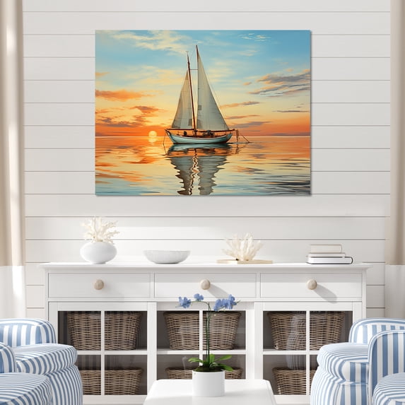 Designart "Reflecting Rhythms on Sailboats I" Sailing Boat Canvas Wall Art